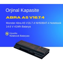 Monster Abra A5 V16.7.4 NH50BAT-4 Notebook 14.6 V 41Wh Batarya – Orjinal Uyumlu, Yüksek Performanslı