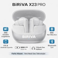 Biriva X23 Pro Anc+Enc Kablosuz Bluetooth Kulaklık  Beyaz (METAL KASA)