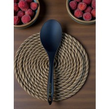 Elfnur 30 cm Isıya Dayanıklı Yanmaz Yapışmaz Sert Uçlu Büyük Silikon Yemek Kaşığı