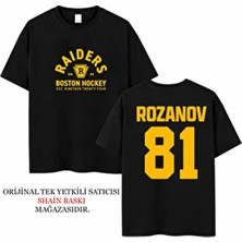 Heated Rivalry Ilya Rozanov 81 Tasarım Yazılı Çift Taraf Baskılı Unisex Siyah Tişört T-Shirt