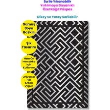 Balkan Ambalaj Suya Dayanıklı Yıkanır Kağıt Labirent Desen Oto Paspas Kağıdı Siyah Gümüş Baskı 50 Adet 35X50CM