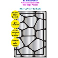 Balkan Ambalaj Suya Dayanıklı Yıkanır Kağıt Taş Zemin Desen Oto Paspas Kağıdı Siyah Gümüş Baskı 50 Adet 35X50CM