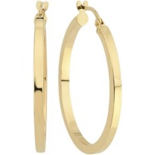 Zümrüt Sarraf 14 Ayar Altın Küt Kesim Halka Küpe