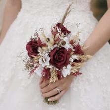Bordo Renkli Gelin El Çiçeği | Gelin Buketi | Hediyeli Ürün