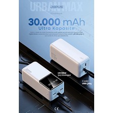 Jopus 30000MAH Powerbank LCD Ekranlı Taşıma Askılı Güçlü Taşınabilir Şarj Cihazı Beyaz JP-P12