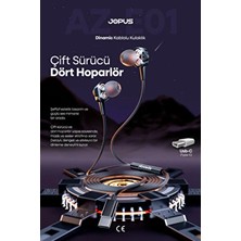 Jopus Type-C Kablolu Dinamik Kulaklık - AZ-E01 4 Hoparlörlü Mikrofonlu Aktif Gürültü Önleme Özellikli