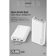 Jopus 20000MAH Taşınabilir Şarj Cihazı - LED Işık Göstergeli Beyaz Powerbank 2 USB Çıkışlı