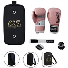 DragonDo Dragon Favela Kadın Pembe Boks Eldiveni Seti Bandaj Dişlik Taşıma Çanta Kick Boks Muay Thai 4’lü Set