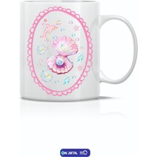 On Dijital Baskı Merkezi Pembe Inci Temalı Beyaz Kupa