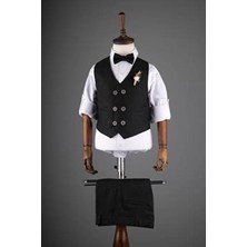 6 Düğme Yelekli Siyah Takım Elbise Erkek Slim Fit Modeli Tüm Sezonlar İçin Uygun