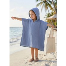 4 Katlı Organik Muslin Bebek ve Çocuk Kapüşonlu Plaj Pançosu Banyo Havlu Pamuk