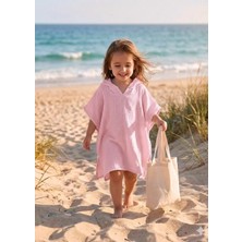 4 Katlı Organik Muslin Bebek ve Çocuk Kapüşonlu Plaj Pançosu Banyo Havlu Pamuk