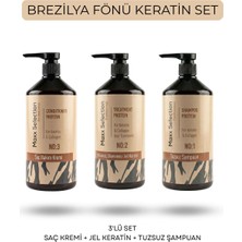Maxx Selection Cosmetic Brezilya Fönü 3'lü Set Saç Düzleştirici Keratin Bakımı Brezilya Fönü Kokusuz Dumansız Jel Keratin-Saç Kremi+Jel Keratin+Tuzsuz Şampuan