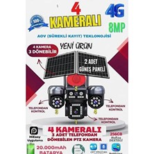 Avenir 4 Kameralı (3 Motorlu+ 1 Sabit) 8mp E Sim 4g Sim Kartlı Ptz Kamera | Gece Renkli Görüş