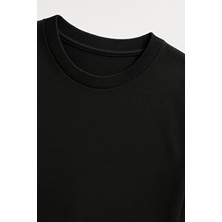 Baskılı Çift Taraf Siyah Tişört T-Shirt