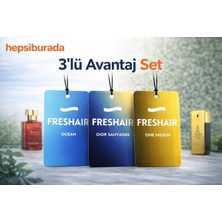 Freshair Oto Kokusu 3'lü Set / One Milion+Dior Sauvagee+Ocean / Avantajlı Araç Koku Seti