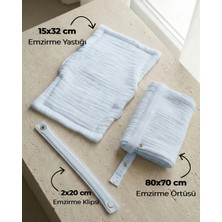 Joyous Mom & Kids 4 Katlı Müslin Bebek Emzirme Seti Emzirme Yastığı Emzirme Klipsi Iç Göstermez Bebek Emzirme Önlüğü