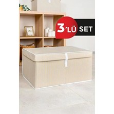ALAS 3 Adet - Kapaklı Çok Amaçlı ( Çamaşır-Saklama-Düzenleme Vb. ) Hurç, Kutu Mega 60X40X30 - Kahverengi