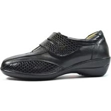 Dr.Comfort 3106 Hakiki Deri Siyah Cırtlı Ortopedik Kadın Anne Şeker Ayakkabı Büyük Numara