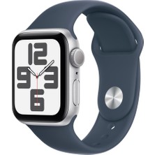 Apple Watch Se 2 2023 Gps 40MM Gümüş Rengi Alüminyum Kasa ve Fırtına Mavisi Spor Kordon Akıllı Saat Teşhir