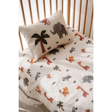 Tek Kişilik Çocuk Nevresim Takımı (160X220), Organik Pamuk Saten - Safari Hayvanları