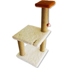 ‎AmbarPet Yavru Kedi Iki Katlı 62 cm Beyaz Kedi Tırmalama Tahtası