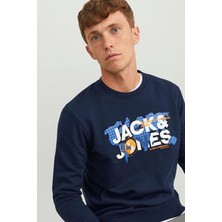 Jack & Jones Dust Erkek Lacivert Bisiklet Yaka Sweatshirt