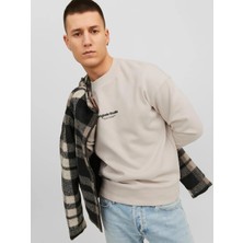 Jack & Jones Jorvesterbro Sweat Crew Neck Noos Erkek Bej Sweatshirt 12241694-Moonb