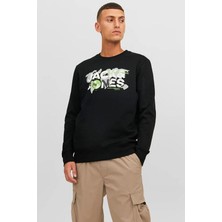 Jack & Jones Dust Erkek Siyah Bisiklet Yaka Sweatshirt