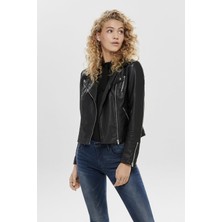Only OnlGemma Kadın Suni Deri Biker Ceket Siyah (15153079)