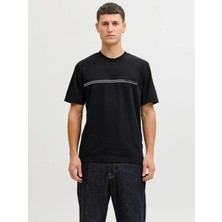Jack & Jones Jack Jones Jcofusıon Chest Brand Tee Ss Crew Noos Erkek Siyah Tshirt 12289936-02