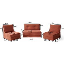 Colormix Ikili Yataklı Kanepe - Gümüş Metal Ayaklı Kadife Koltuk