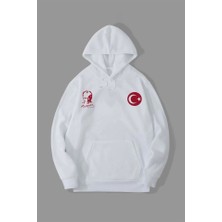 Barış Beauty 10 Kasıma Özel Üç Iplik Kapşonlu Baskılı Sweatshirt - Beyaz