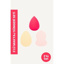 Pop Beauty Makyaj Süngeri Seti Pembe Çok Amaçlı Kullanım İçin Üçlü Set