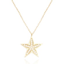 Berk Mücevherat 14 Ayar Altın Taşlı Yıldız Kolye