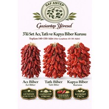 Saf Antep 3 Lu Set Aci Tatli ve Kapya Biber Kurusu 140 - 150 Adet