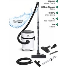 Pirantech ES-07 Panda Islak & Kuru Elektrikli Süpürge | 1000W Güçlü Motor | HEPA Filtreli | Toz Torbasız