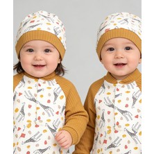 Esa Tex Bebek Tulum Set Şapkalı Patikli - Safari Konsept Zürafa Baskılı(3-6-9 Ay)