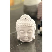 Miamantra Mat Seramik Büyük Boy Açık Gri Renk Buda Kafası Buhurdanlık/ Oda Kokusu Difüzörü 13 cm