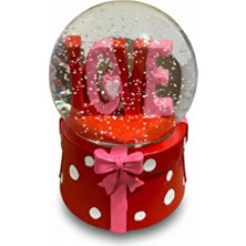 Çınaroğlu AVM Kar Küresi Love Yazılı Pilli Işıklı Müzikli Büyük Boy Dönence Kalpli Sevgililere Özel Porselen