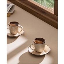 Madame Coco Kleby Natural 6 Kişilik 12 Parça Kahve Fincan Seti - Krem - 90 ml
