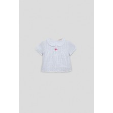 GB Baby Bg Store Kız Bebek Beyaz Bluz Kısa Kol Günlük Stil %55 Pamuk %45 Viskoz