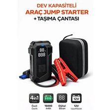 Qifit 16000 Mah Araç Akü Takviye Cihazı | Lastik Şişirme Pompası | Powerbank | El Feneri