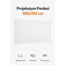 Duvar Tipi Projeksiyon Perdesi 100X150 cm Yüksek Çözünürlük Etkili
