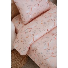 Montessori Bebek Çocuk Nevresim Takımı (100X200), Organik Pamuk Saten Pink Unicorn