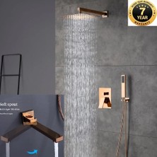 Kapadokya Style Banyo Bataryası Ankastre Duş Seti Rose Yeni Kare Model Sıva Altı Dahil 30 x 30 Tepe Duş 3 Yollu