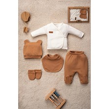 Mai Perla Waffle Kumaş Organik Pamuk Ayıcık Kulaklı Şapkalı Kutulu 5’li Hastane Çıkış Seti