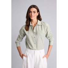 DeFacto Oversize Çizgili Poplin Gömlek H1476AX26SP