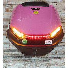 Bgc Motosiklet Arka Çanta 33 Lt Pembe Sinyal ve Stop Işıklı