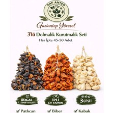 Saf Antep Gaziantep Yöresel 3’lü Dolmalık Kurutmalık Kuru Sebze Seti – 45-50 Adet Ipli Doğal Ev Yapımı Dolmal